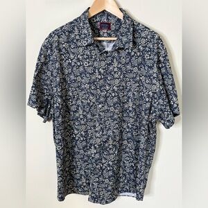 Untuckit Palermo Short Sleeve Button Up Blue Paisley Size XXL